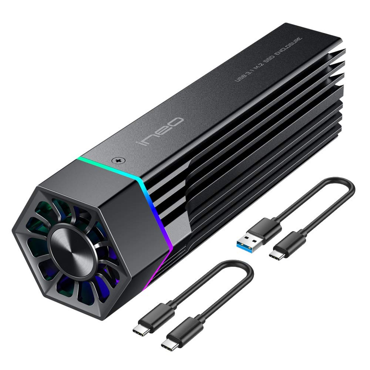 ineo M.2 NVMe (PCIe) SSD Enclosure Built-in Cooling Fan and Write Protection …