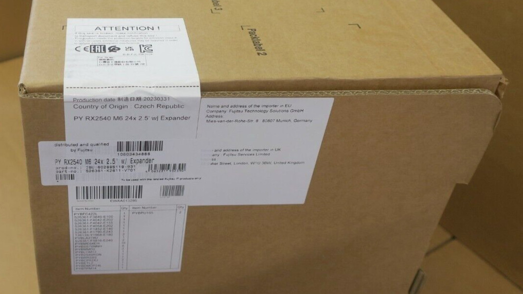 Fujitsu Primergy RX2540 M6 2x 16C Silver 4314 1TB RAM 6x 7.68TB SSD 24Bay Server