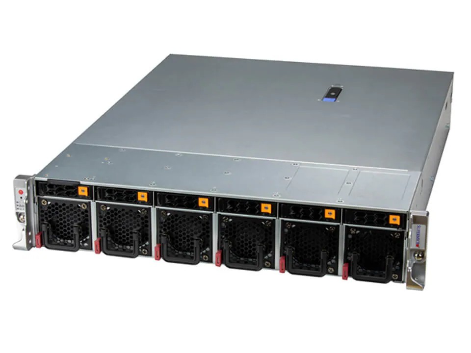 SuperMicro SYS-220HE-TNR 2U Server – 6 NVMe/SATA bays and redundant 2000W PWS