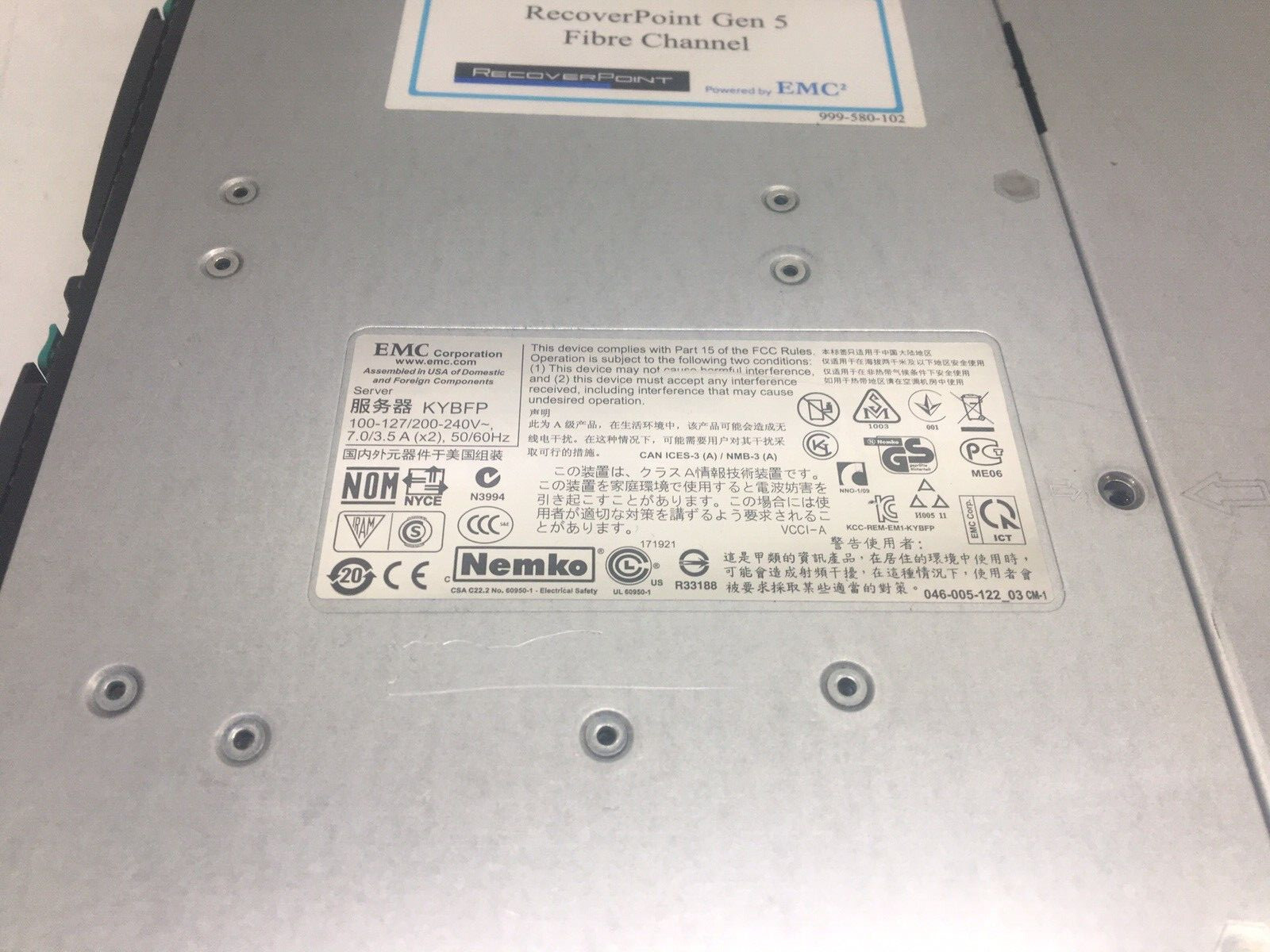 EMC Recoverpoint Gen 5 KYBFP Intel Xeon E5-2620 @ 2GHz 16GB RAM