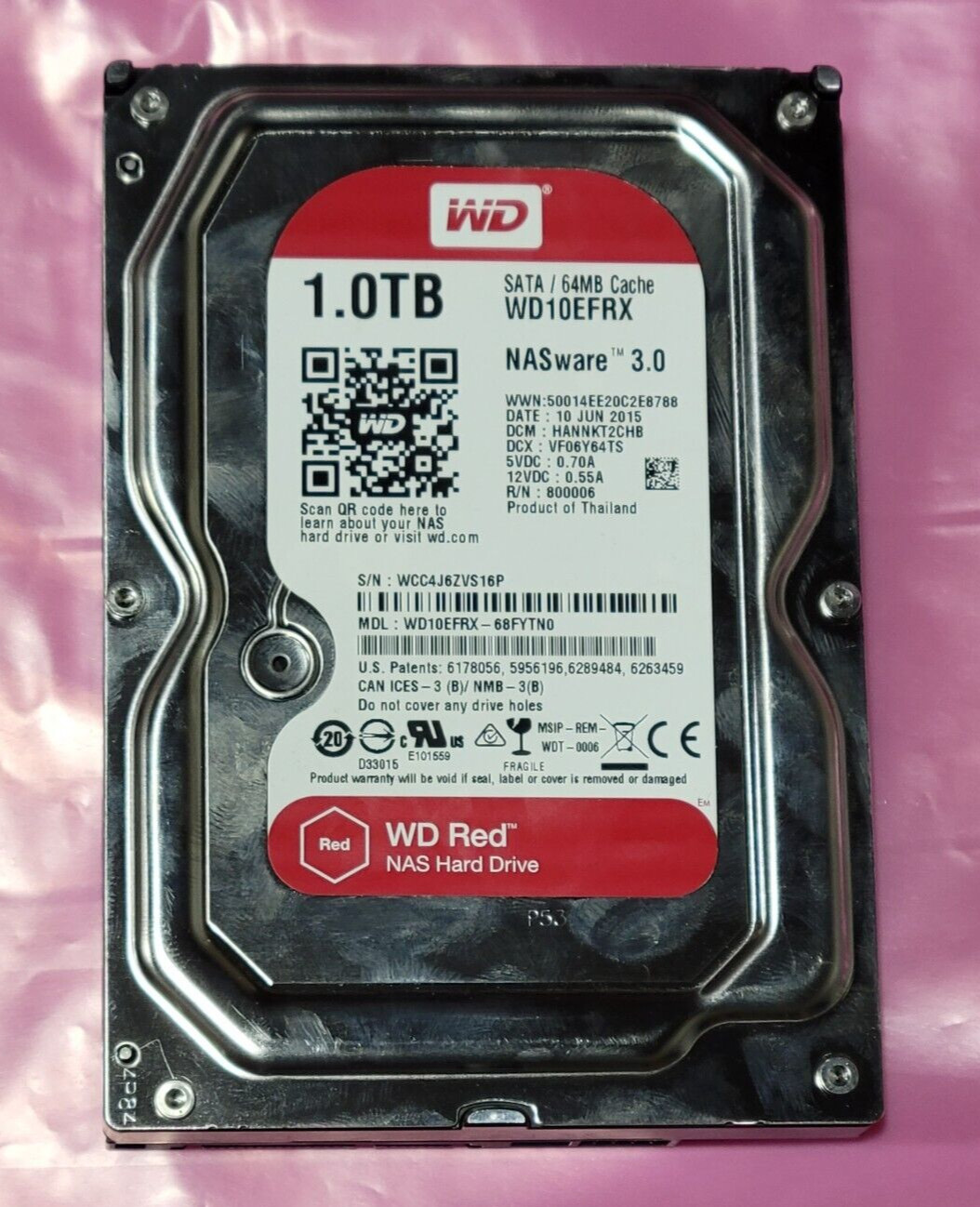 Western Digital WD10EFRX 1TB 3.0 64MB cache SATA Hard Drive WD10EFRX-68FYTN0