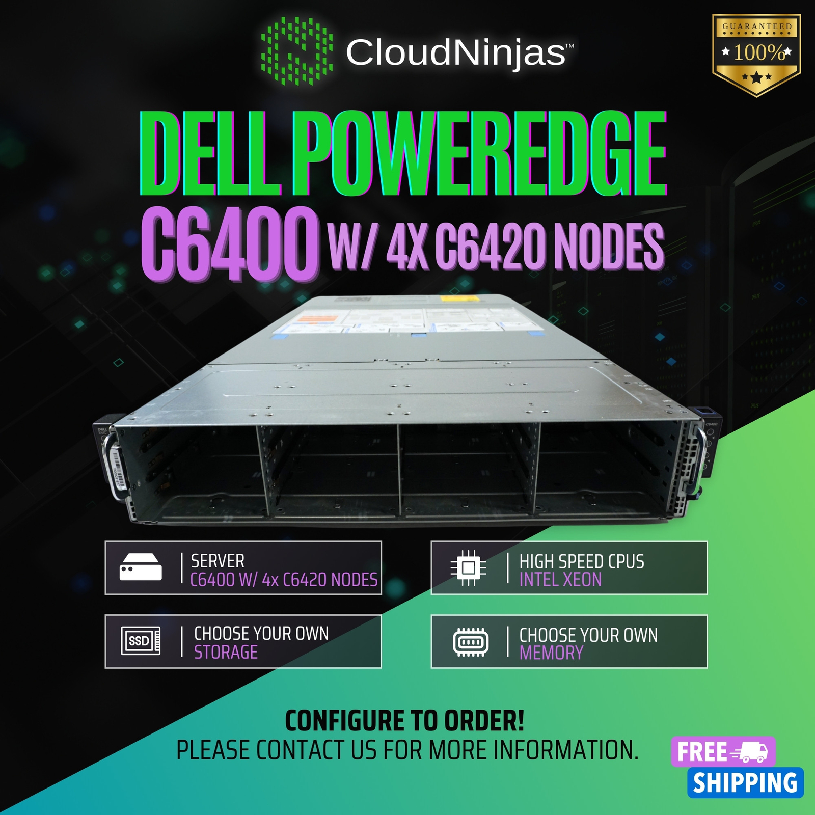 Dell PowerEdge C6400 12 Bay LFF 4x C6420 Node 4x Xeon Platinum 8256 Blade Server