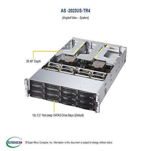 Supermicro AS-2023US-TR4 Server With 2x AMD EPYC 7702 CPU, 256GB /512GB /1TB RAM