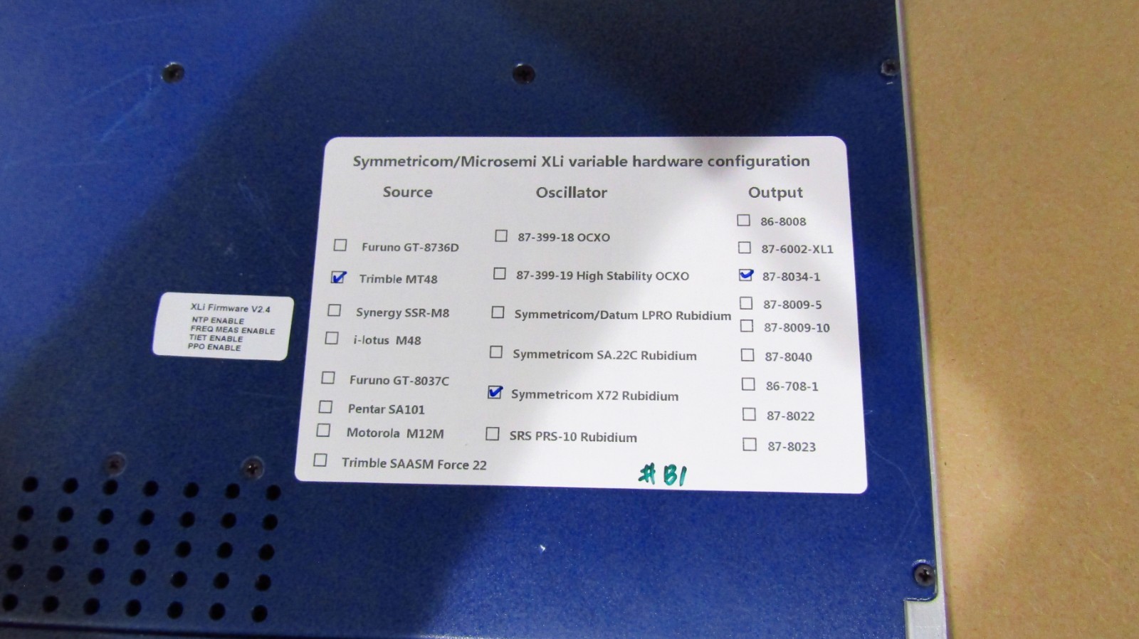 Symmetricom XLi time & frequency standard, X72 Rubidium, 87-8034-1 inside, #B1
