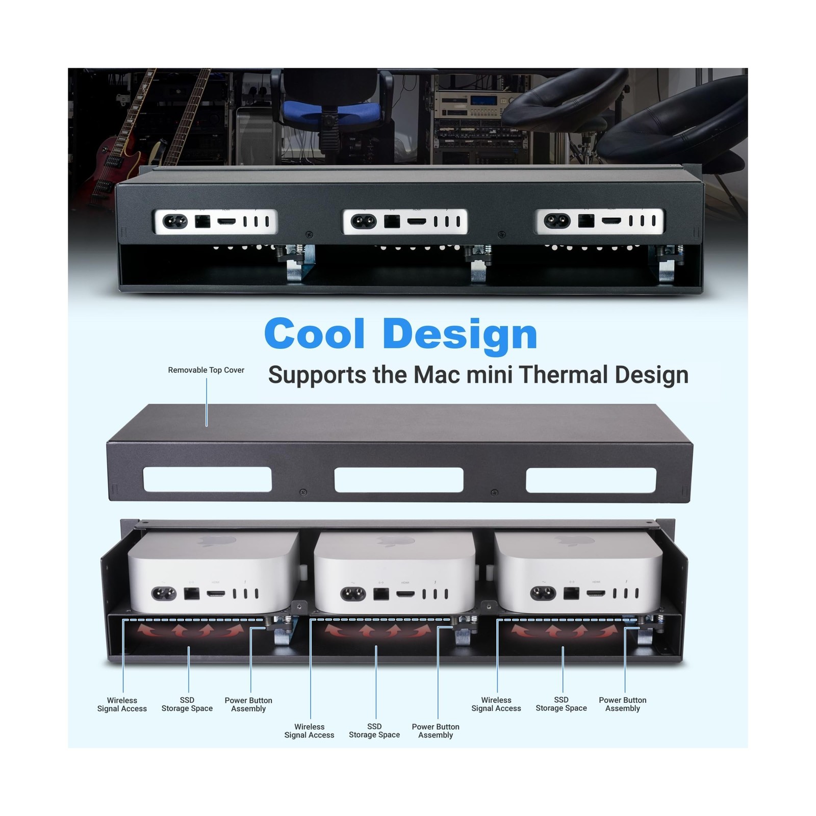 Sonnet RackMac mini (2024+) – 2U Rackmount Enclosure for 1, 2, or 3 Mac mi