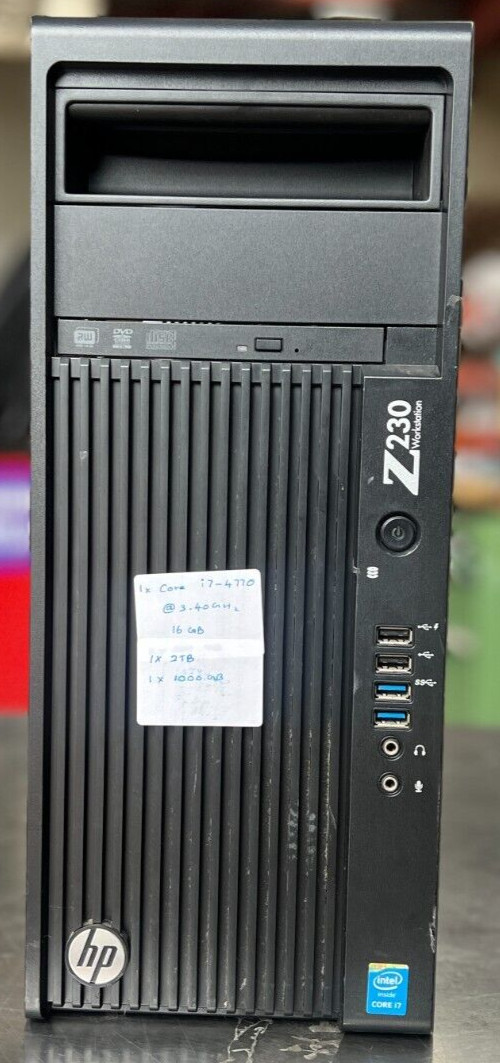 HP Workstation Z230 Tower Server 1x Core i7-4770 @3.4GHz 16GB 1x2TB 1x1TB K600