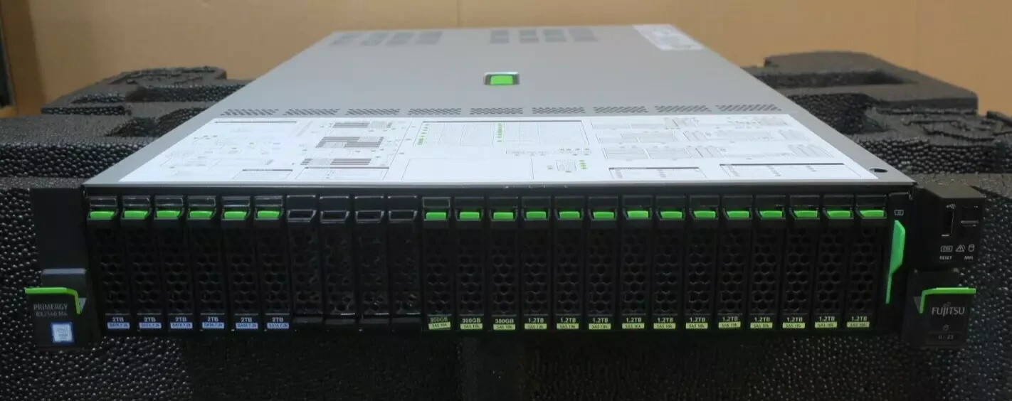 Fujitsu Primergy RX2540 M4 2x 8C Silver 4110 224GB Ram 26.1TB Storage 2U Server