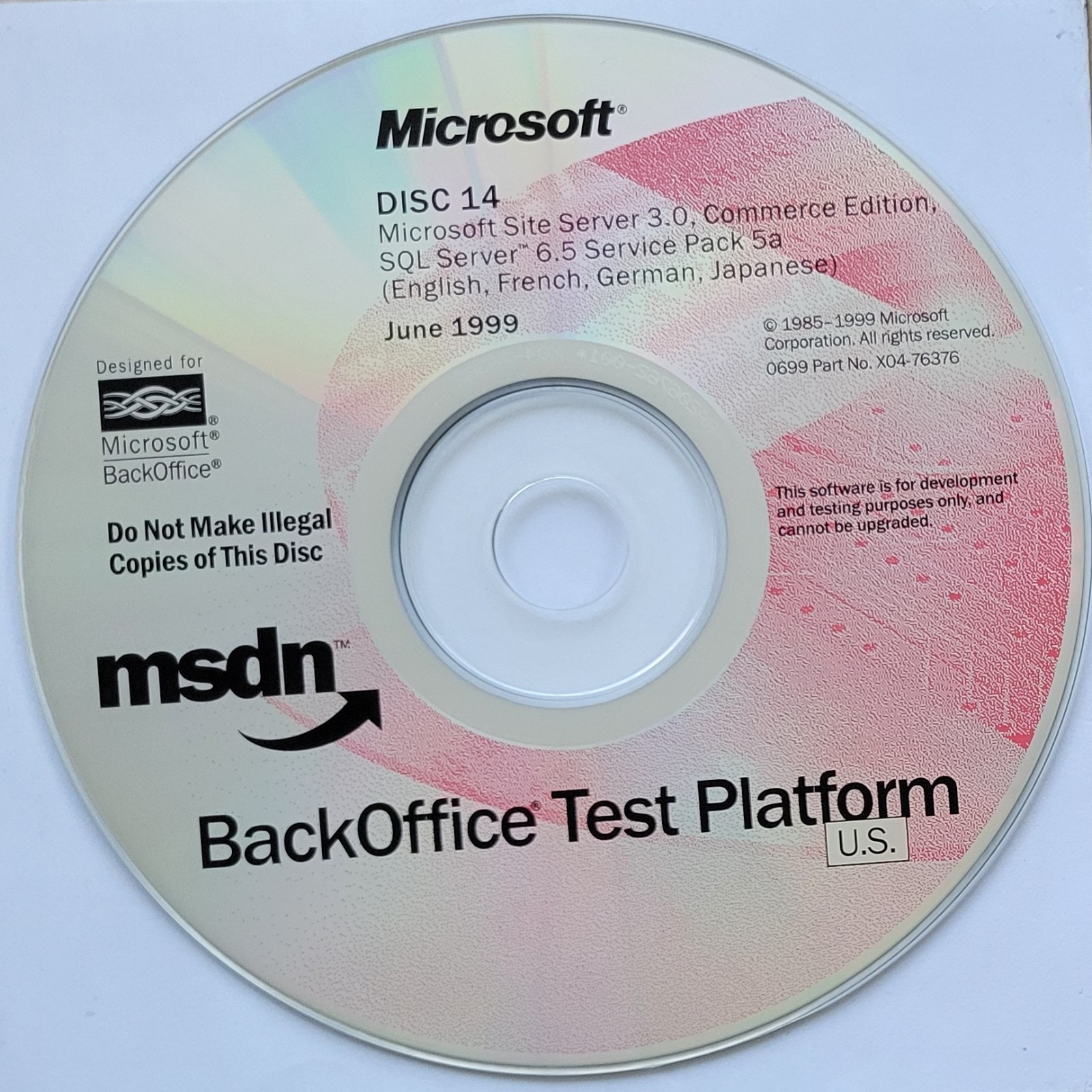 Vintage – Microsoft Site Server 3 Commerce Edition & SQL Server 6.5 SP 5a, 1999