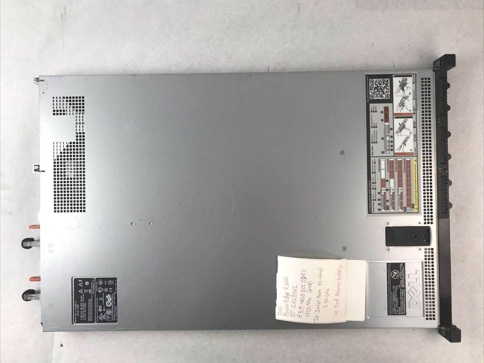 Dell PowerEdge R620 ST:CH2BSV1 RAM 48GB (6x8GB) ECC DDR3 Intel E5-2640 2.50GHz