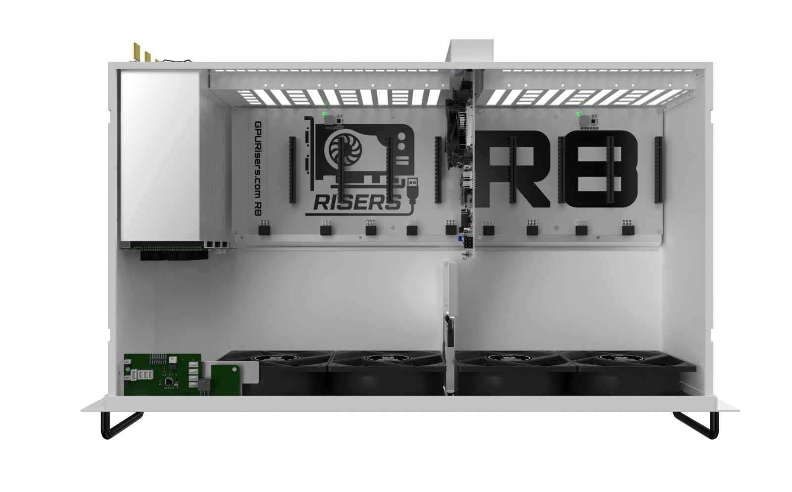GPURisers R8 White Server Case 8 Bays with PSUs New – Similar to Octominer x8