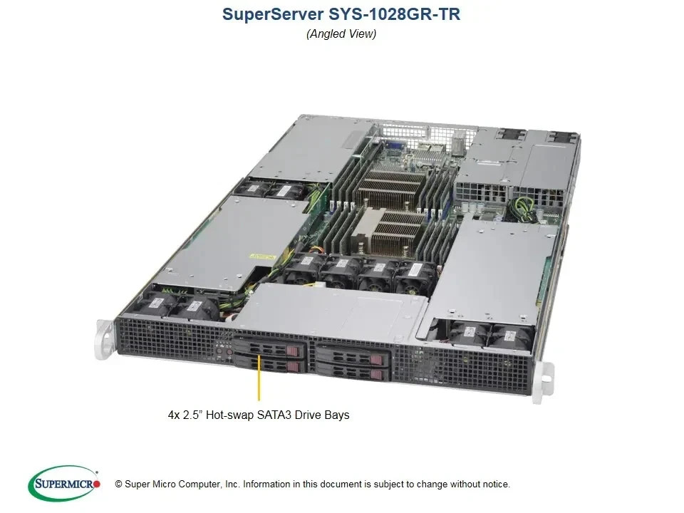 3X GPU Server, Supermicro SYS-1028GR-TR 2x E5 2620V3, No GPU no RAM no HDD