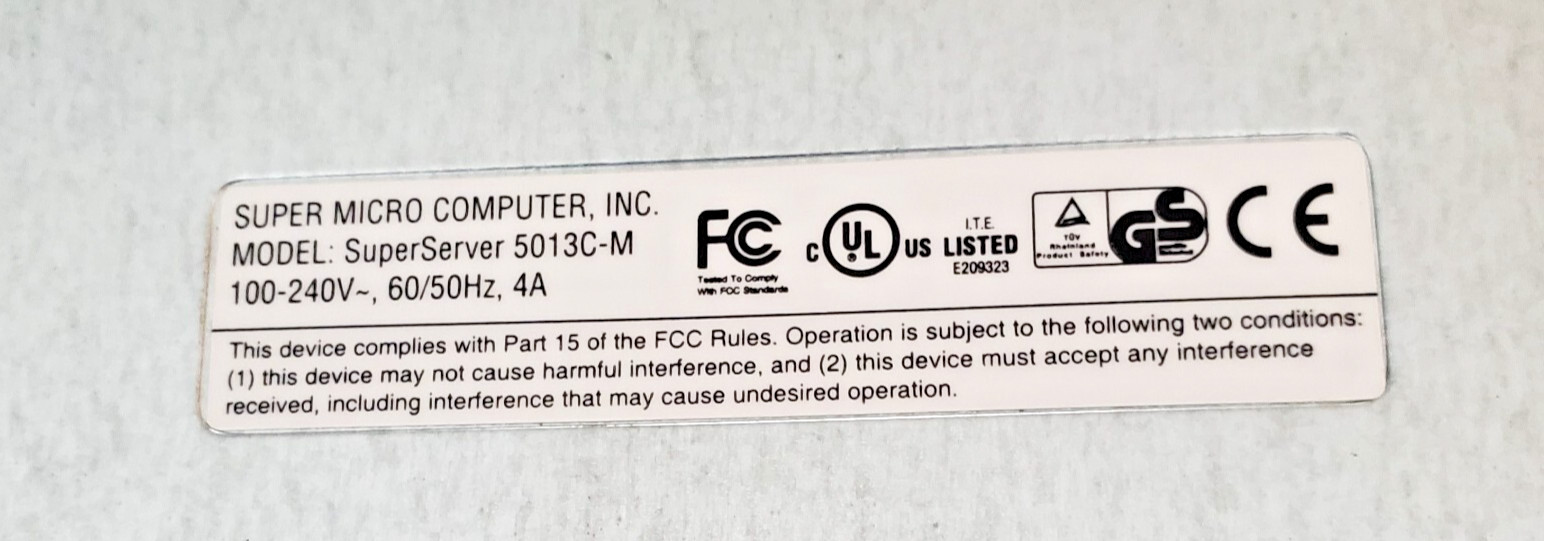 SuperMicro Computer, Inc. Model 5013C-M 100-240 V