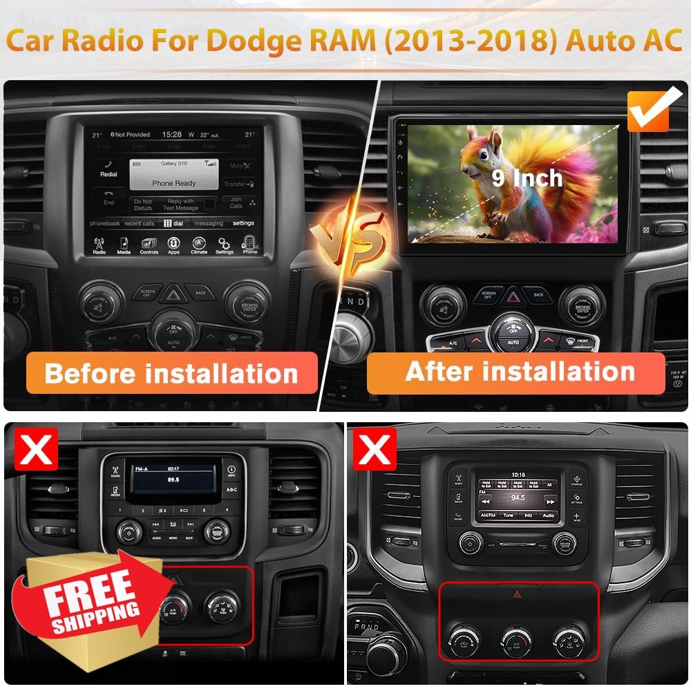 AWESAFE Ram 1500 Stereo for AUTO AC