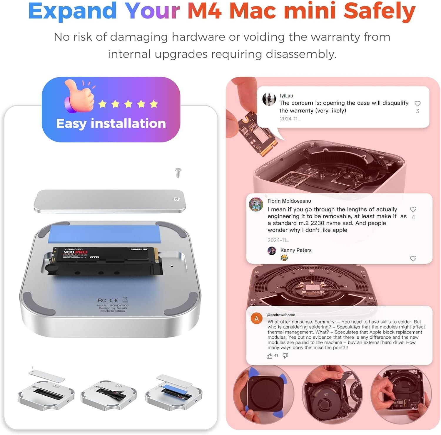 40Gbps M.2 NVMe SSD Enclosure Mac mini M4 Designed