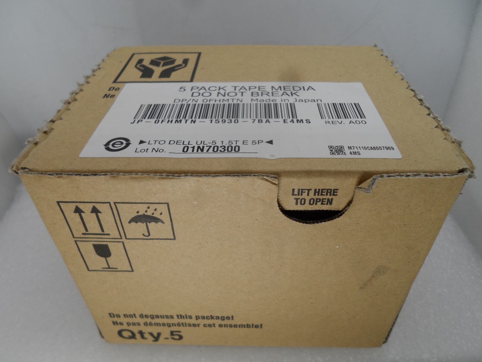 NEW 5-Pack Dell LTO5 Ultrium5 Back-Up Data Tape Cartridge FHMTN 0FHMTN