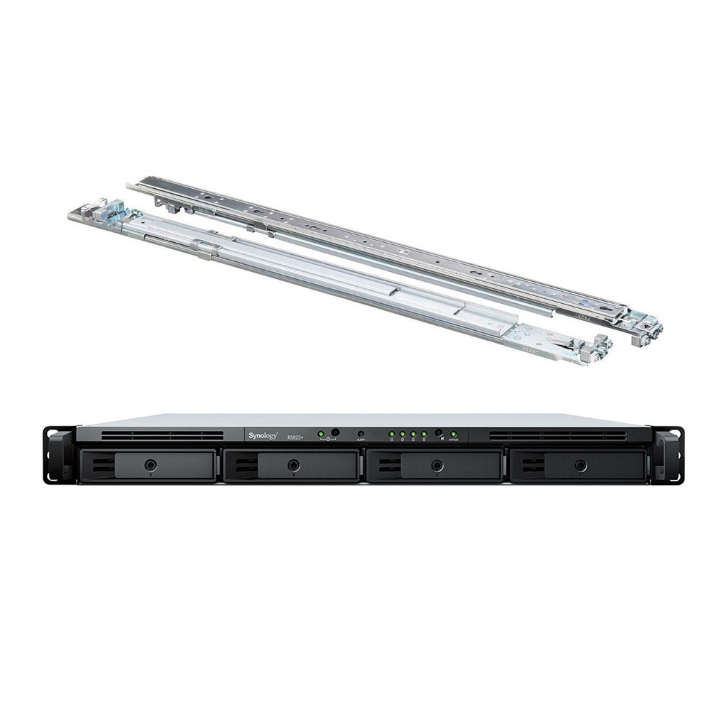 Synology RackStation RS822+ NAS Server, Ryzen 2.2GHz CPU, 4TB SSD with Rail Kit