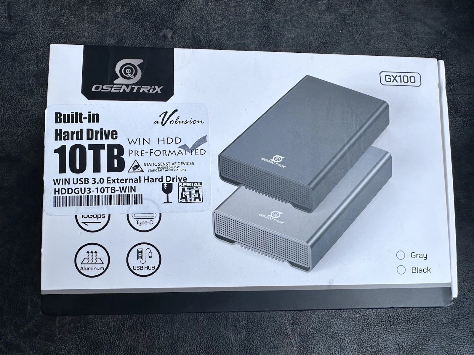 GX100 10Tb USB 3.2 Gen 2 10Gbps External Hard Drive with USB Hub for Windows