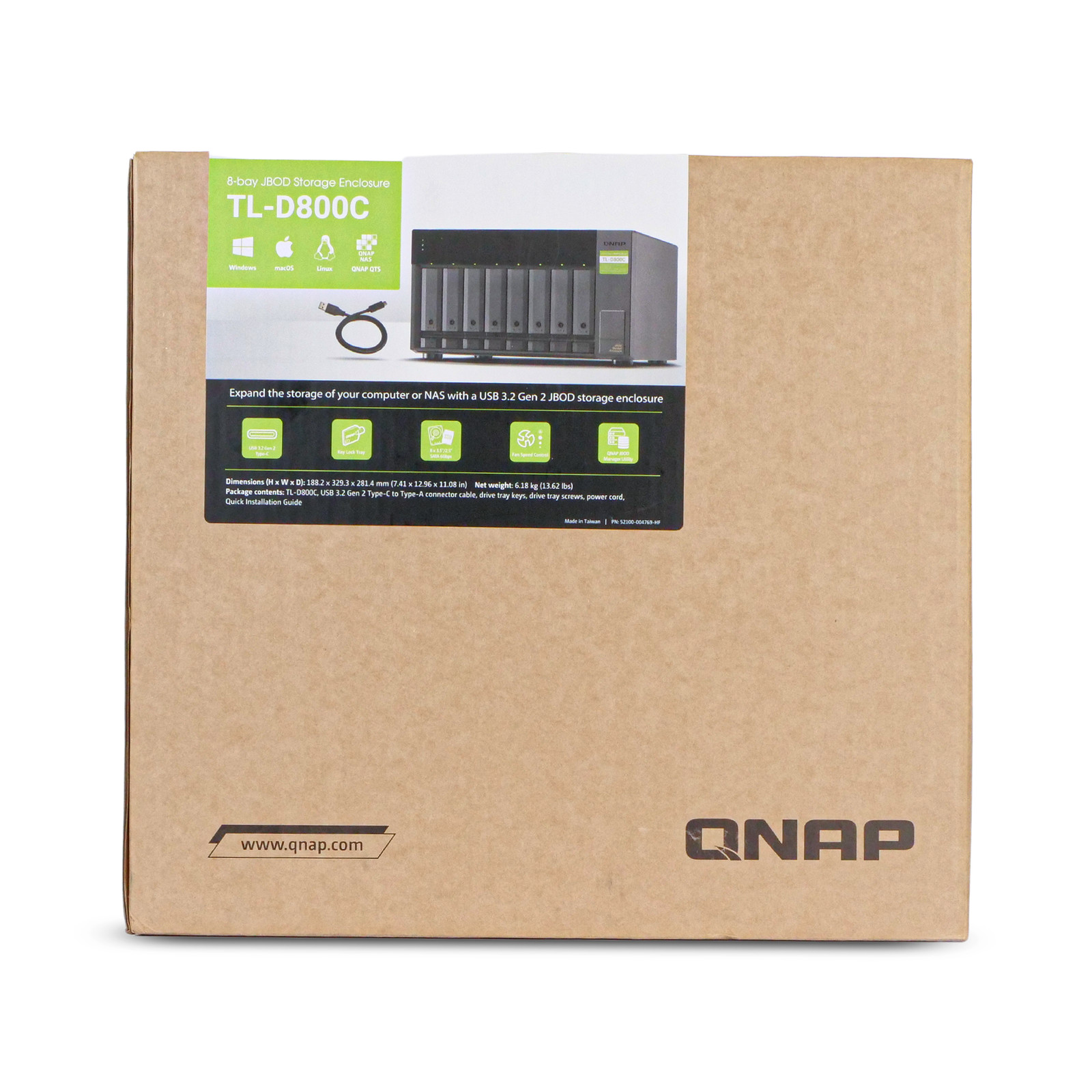 QNAP TL-D800C USB 3.2 Gen2 8-Bay 3.5/2.5″ SATA JBOD Desktop Storage Enclosure