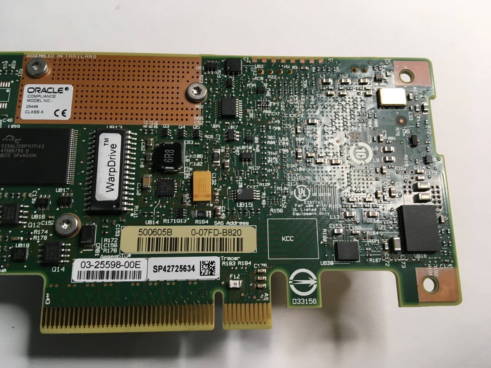 SUN ORACLE 800GB PCI-E 2.0 x8 FLASH ACCELERATOR SSD CARD 7069200 W/ OUT BRACKET
