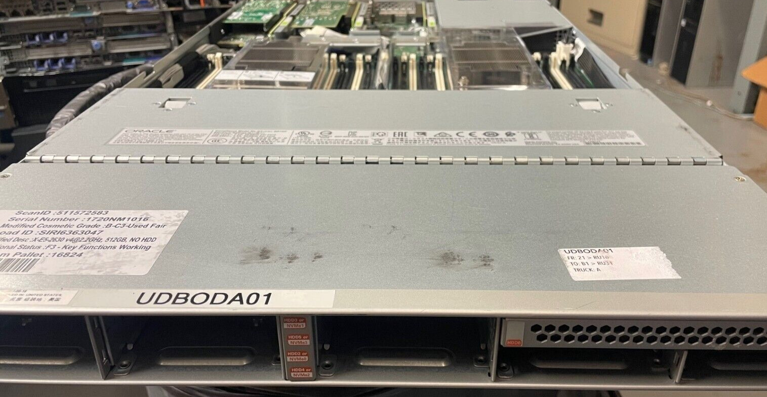 ORACLE Oracle X6-2M Database Appliance. 2 X E5-2630V4 PROCS. NO MEMORY NO DISK.