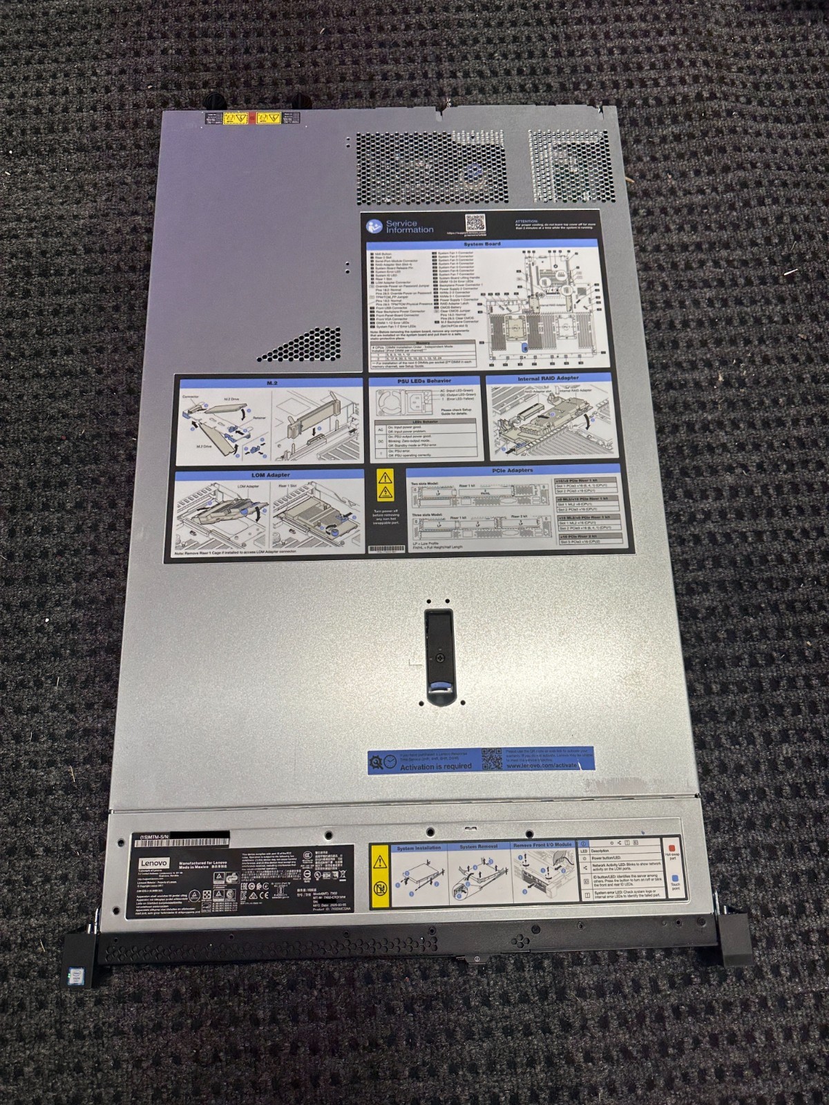 Lenovo SR630 IDG9487 Server Bare Bones No CPU, No RAM/Drives, 2×750W, Rails