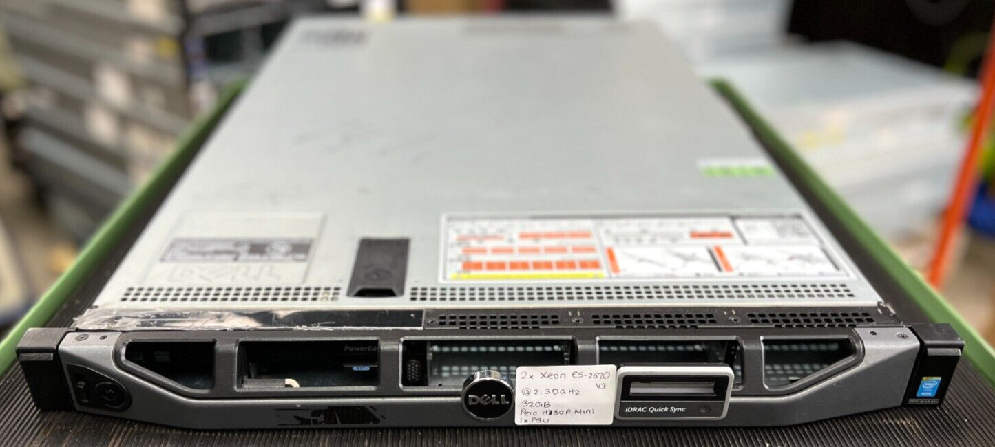 Dell PowerEdge R630 Server 2x Xeon E5-2670 v3 2.3GHz 32GB Perc H730p Mini 1xPSU