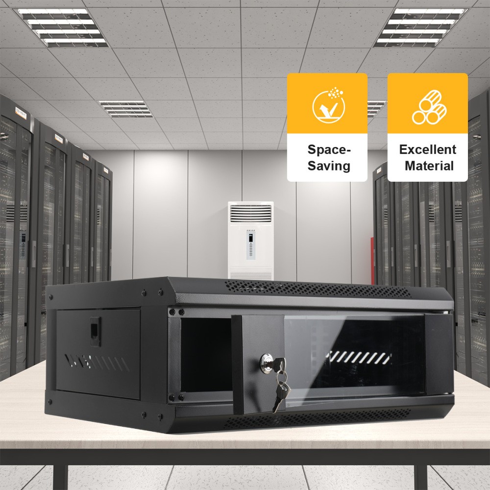 4U Server Rack Enclosure,Wall Mount Network Cabinet with Lock Door & 2 Keys