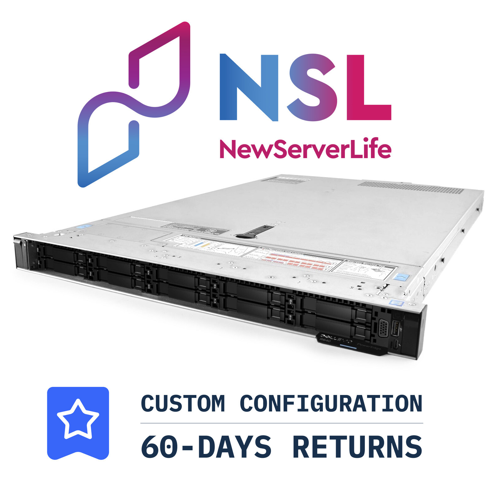 DELL R640 10SFF NVME 2x Gold 6152 2.1GHz =44 Cores 64GB H730p 2xSFP+ RJ45