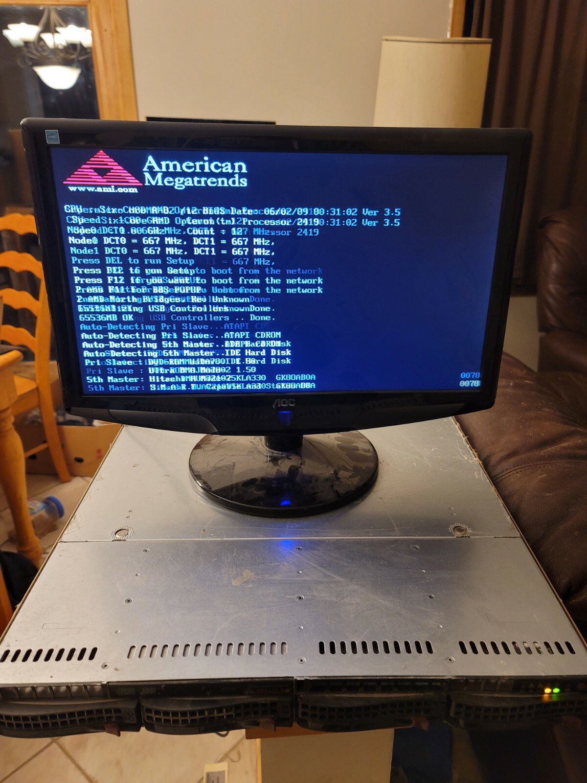 Supermicro A+ Server 1021m-t2/82 8x8gb 64gb ram 2x 750gb hdd 2x amd opteron 2419