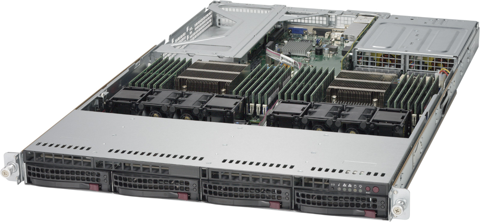 Supermicro 1U X10DRU-i+ 2x Xeon E5-2690 V3 128GB DDR4 RAM 4x Caddy 4x 10GB-T A