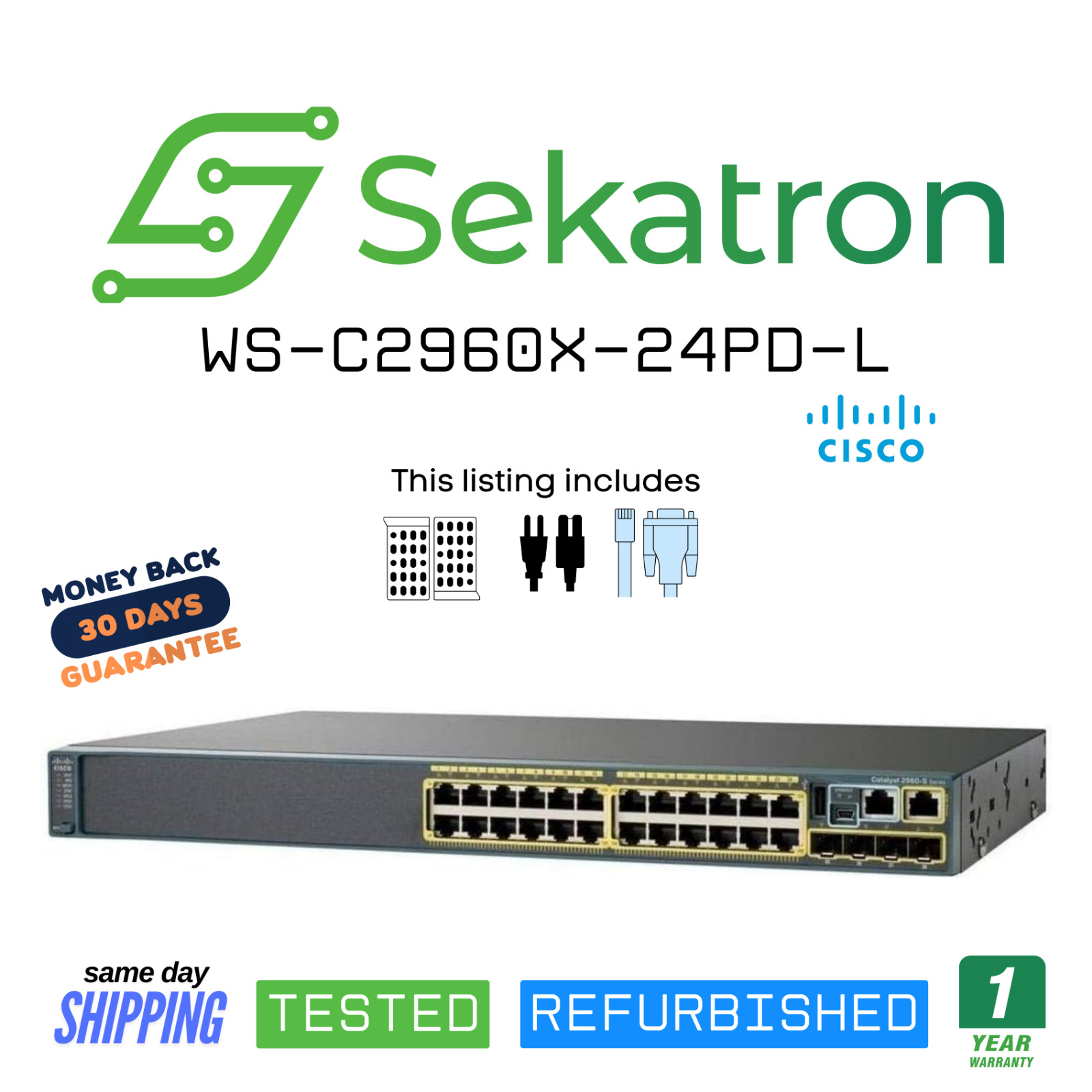 ♻️ Cisco Catalyst WS-C2960X-24PD-L Gigabit Ethernet PoE+ Switch ⚡Fast Ship