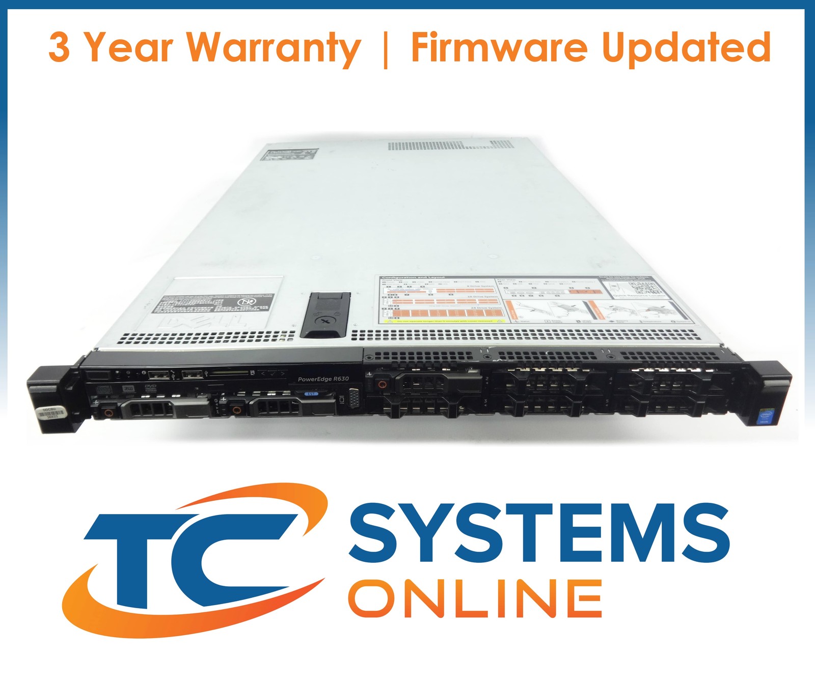 Poweredge R630 8SFF 2x E5-2650v4 2.2GHZ =24C/48T 256GB 3x 600GB 6G H730