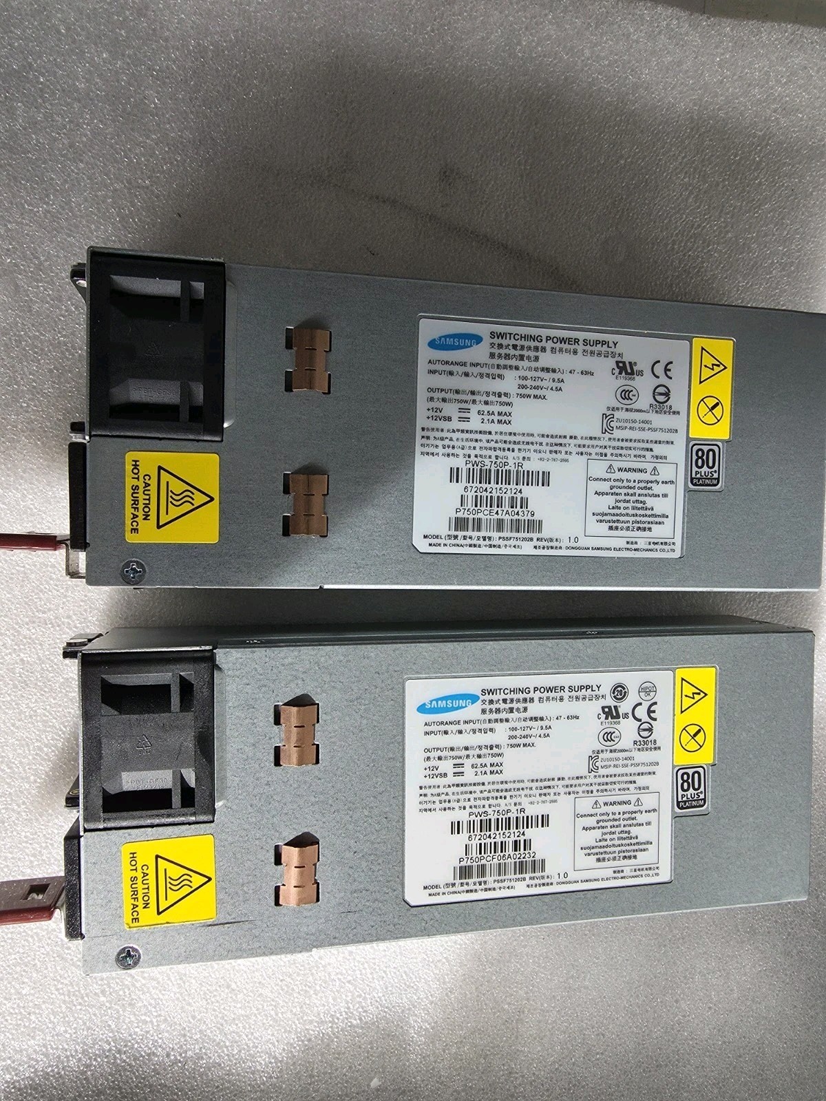 Lot of 2 Samsung PWS-751P-1R 750W 1U Switching Power Supply