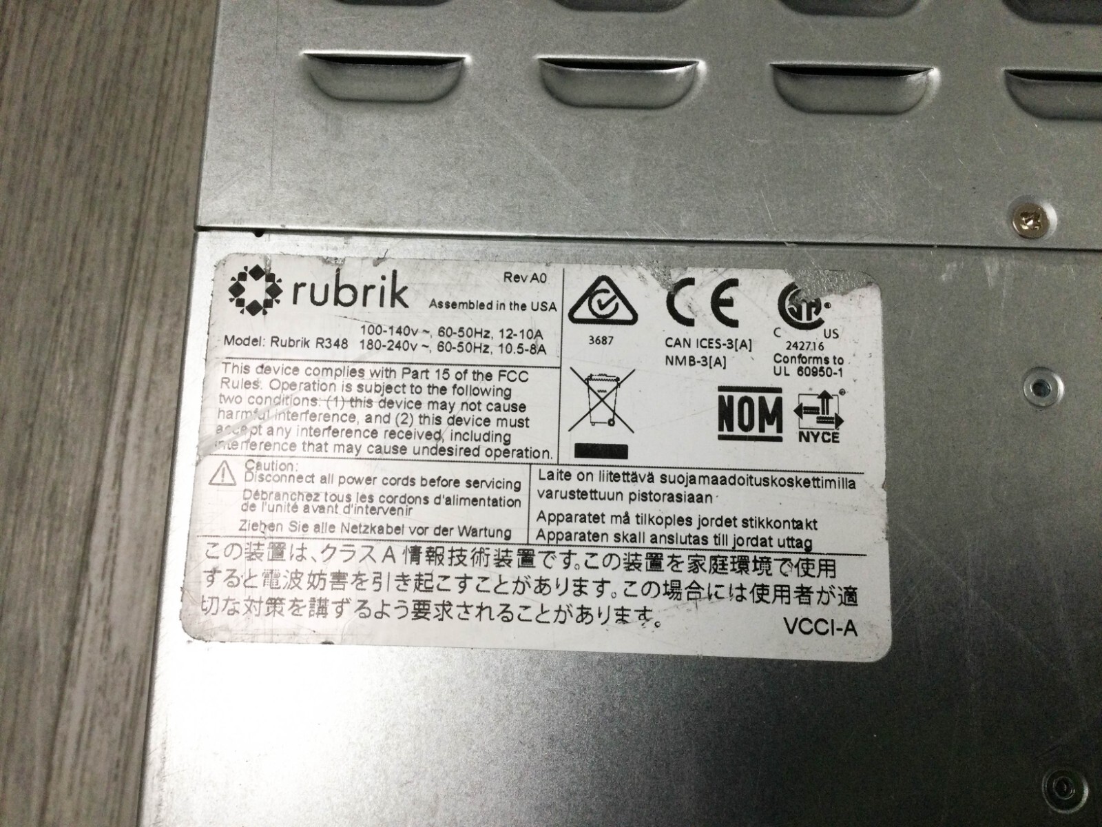 Rubrik R348 Supermicro 4x X10DRT-H node 2x 1620W Cloud Data No CPU, No RAM