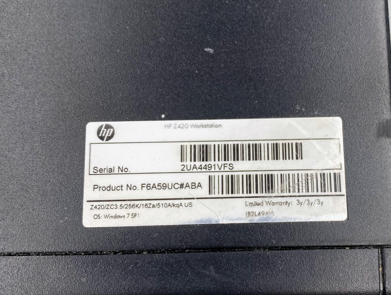 HP WorkStation Z420 Tower Server- No HDD, 8GB DDR3 RAM, E5-1650v2 CPU, No OS