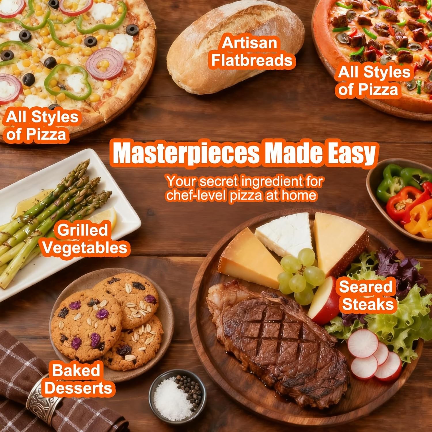 Pizza Oven Indoor 1600W Electric Pizza Oven 4 Modes Bottom Pizza Maker 12 Inches
