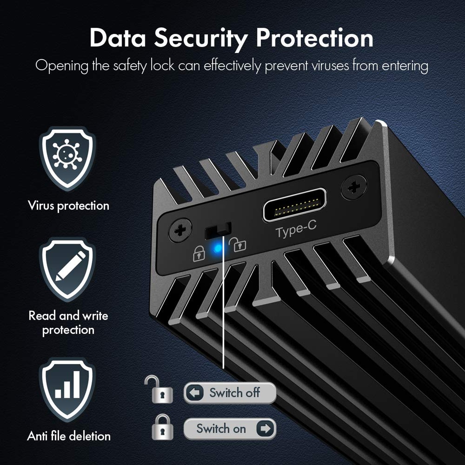 ineo M.2 NVMe (PCIe) SSD Enclosure Built-in Cooling Fan and Write Protection …