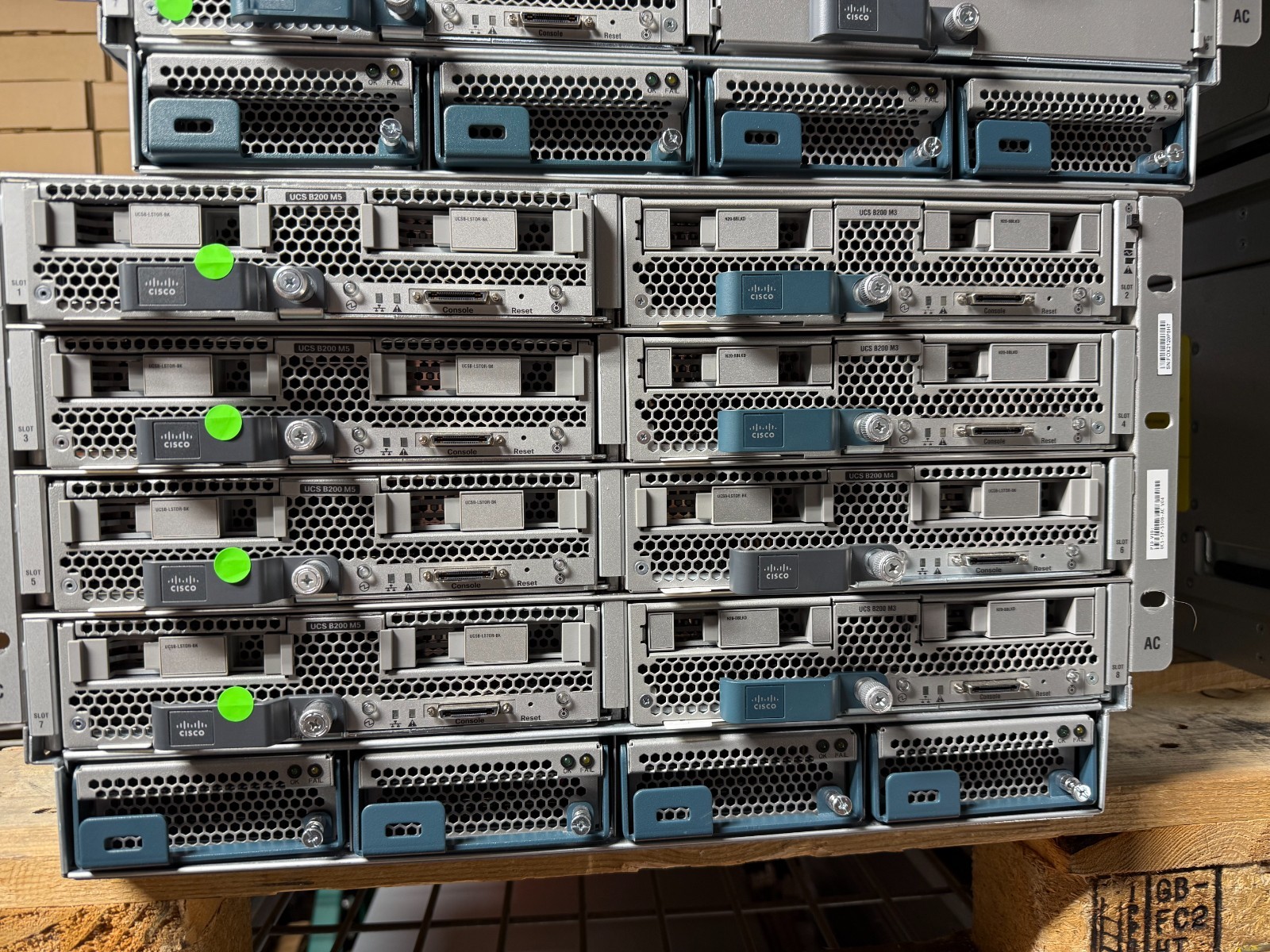 Cisco UCS 5108 Chassis w/ 4x UCS B200 M5 Blades, 3x M3, 1x M4, with CPUs
