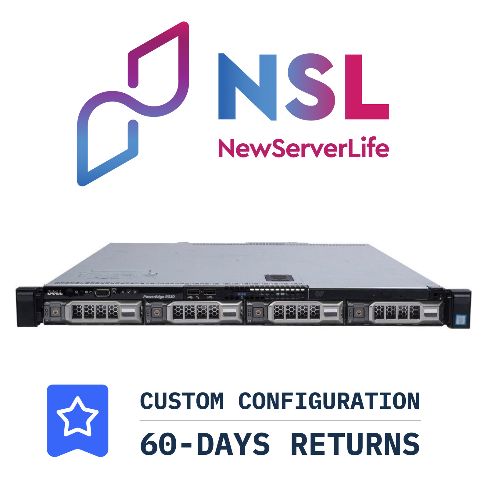 DELL PowerEdge R330 4LFF 1x E3-1220v5 3.0GHz =4 Cores 64GB H730 PCIe 2xRJ45
