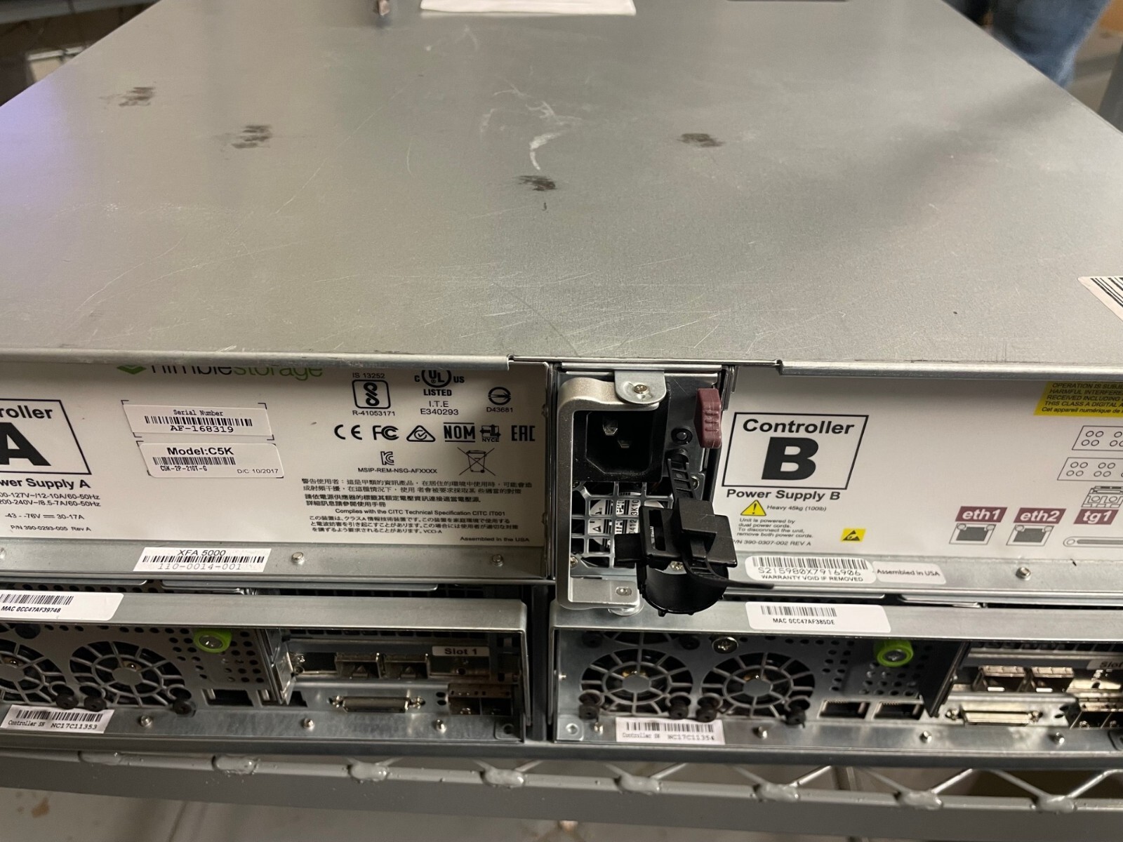 NIMBLE C5000 C5K 2P ARRAY. 2 X SP-CRTL-C5K NO DRIVES OR RAILS. C5K-2P-210T-G