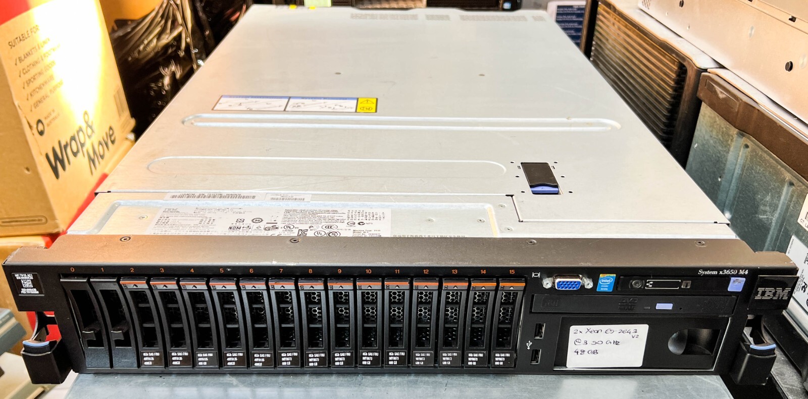 IBM System X3650 M4 | 2x Xeon E5-2643 v2 @3.5GHz 64GB 5x400GB SSD 5x600GB 2xPSU