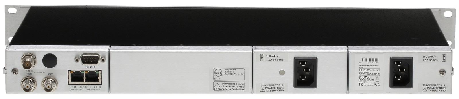 Endrun Technologies Sonoma D12 GPS OCXO NTP Network Time Server w HTTP & Dual AC