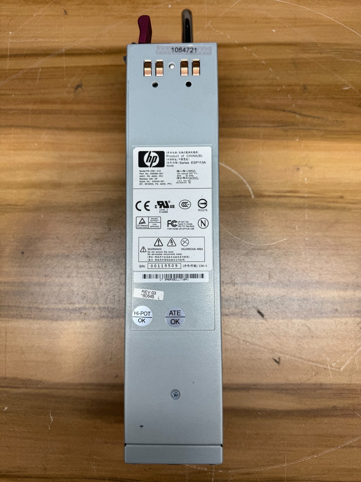 2 x HP 339596-501 PS-3381-1C2 400W Redundant Power Supply Series ESP113A