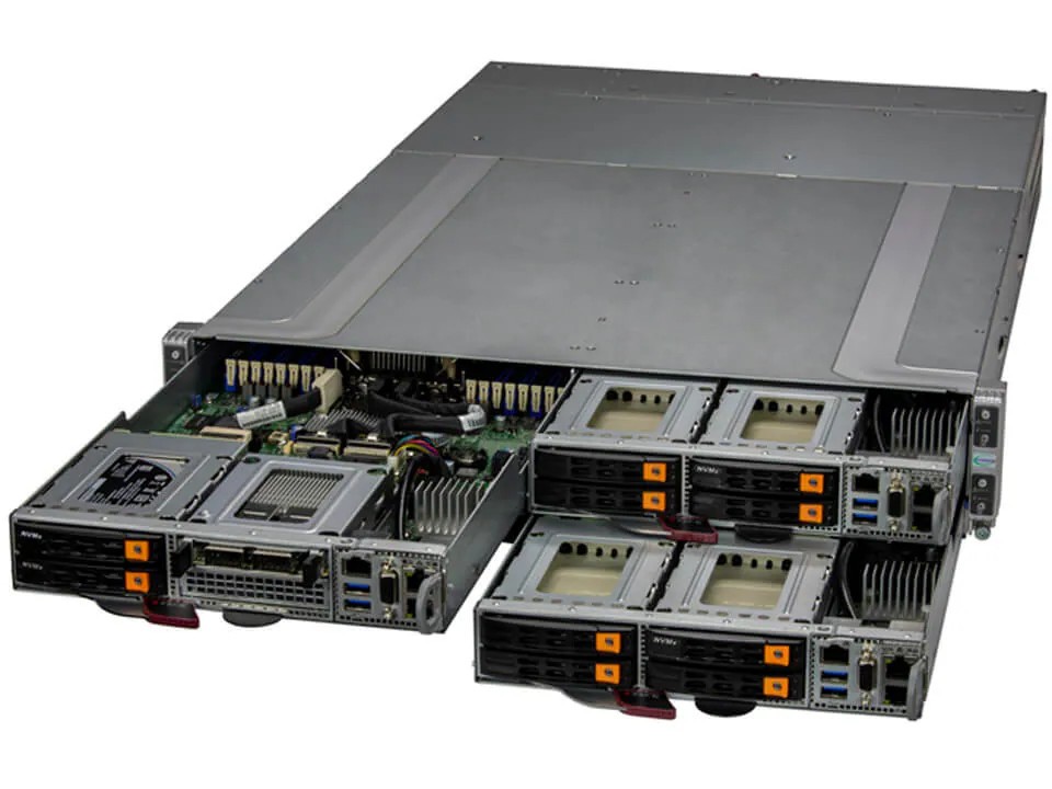SuperMicro SYS-210GT-HNC8F 2U 4-node UP GrandTwin – 4 2.5″ SAS/SATA drives/node