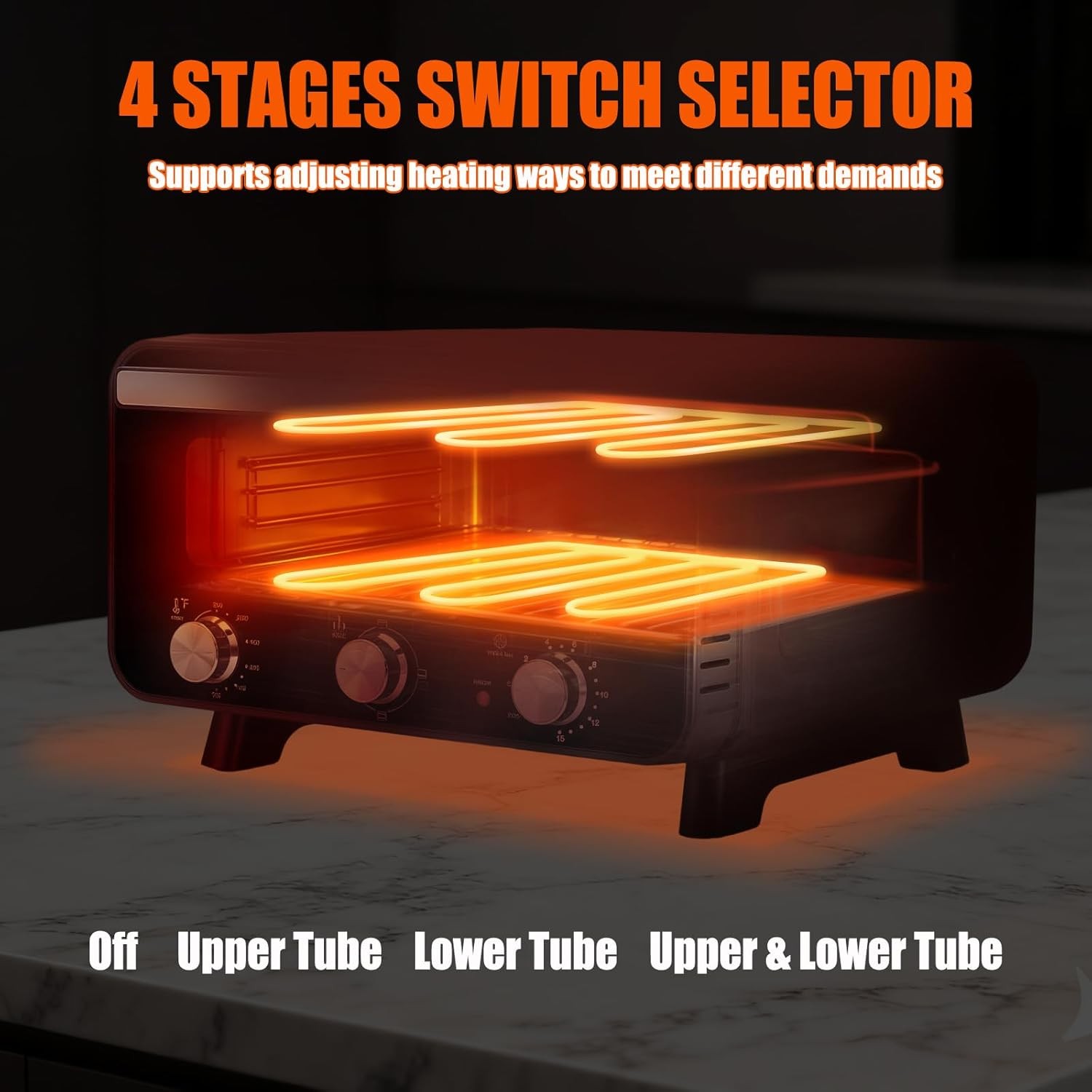 Pizza Oven Indoor 1600W Electric Pizza Oven 4 Modes Bottom Pizza Maker 12 Inches