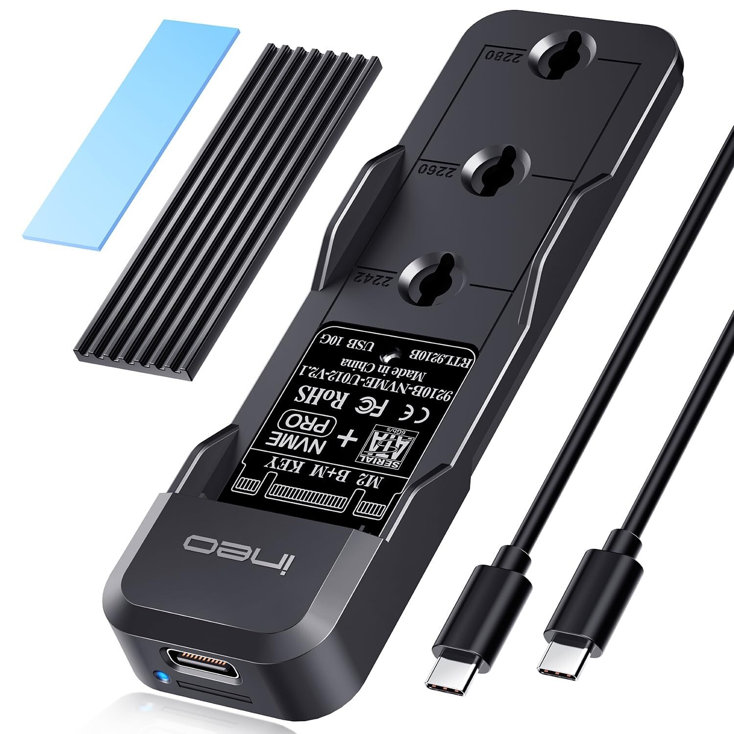ineo M.2 NVMe & SATA to USB C 20Gbps Docking Station for M Key, B+M Key Suppo…