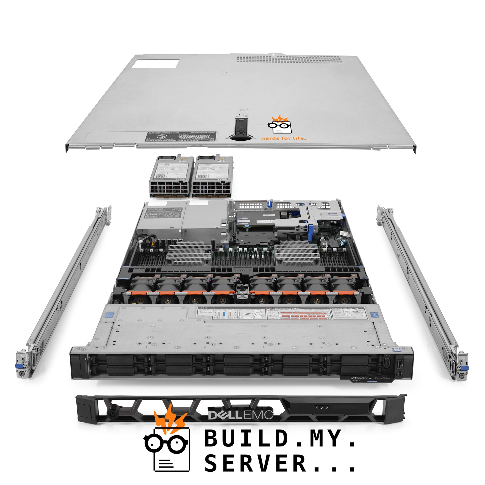 Dell PowerEdge R640 10B 8-NVMe Server 2.70Ghz 24-Core 128GB RAM 1.6TB SSDs Rails