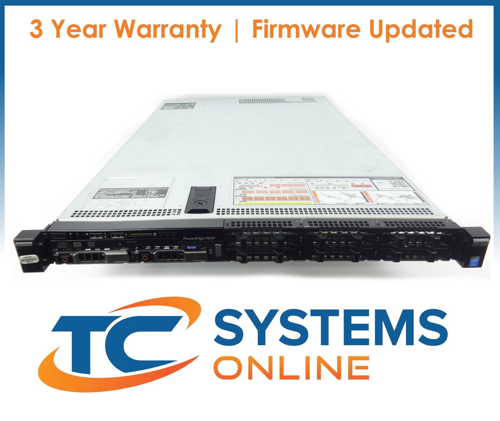 Dell R630 8×2.5 2x E5-2637V3 3.5ghz =8C/16T 32GB 2x HD TRAY H730