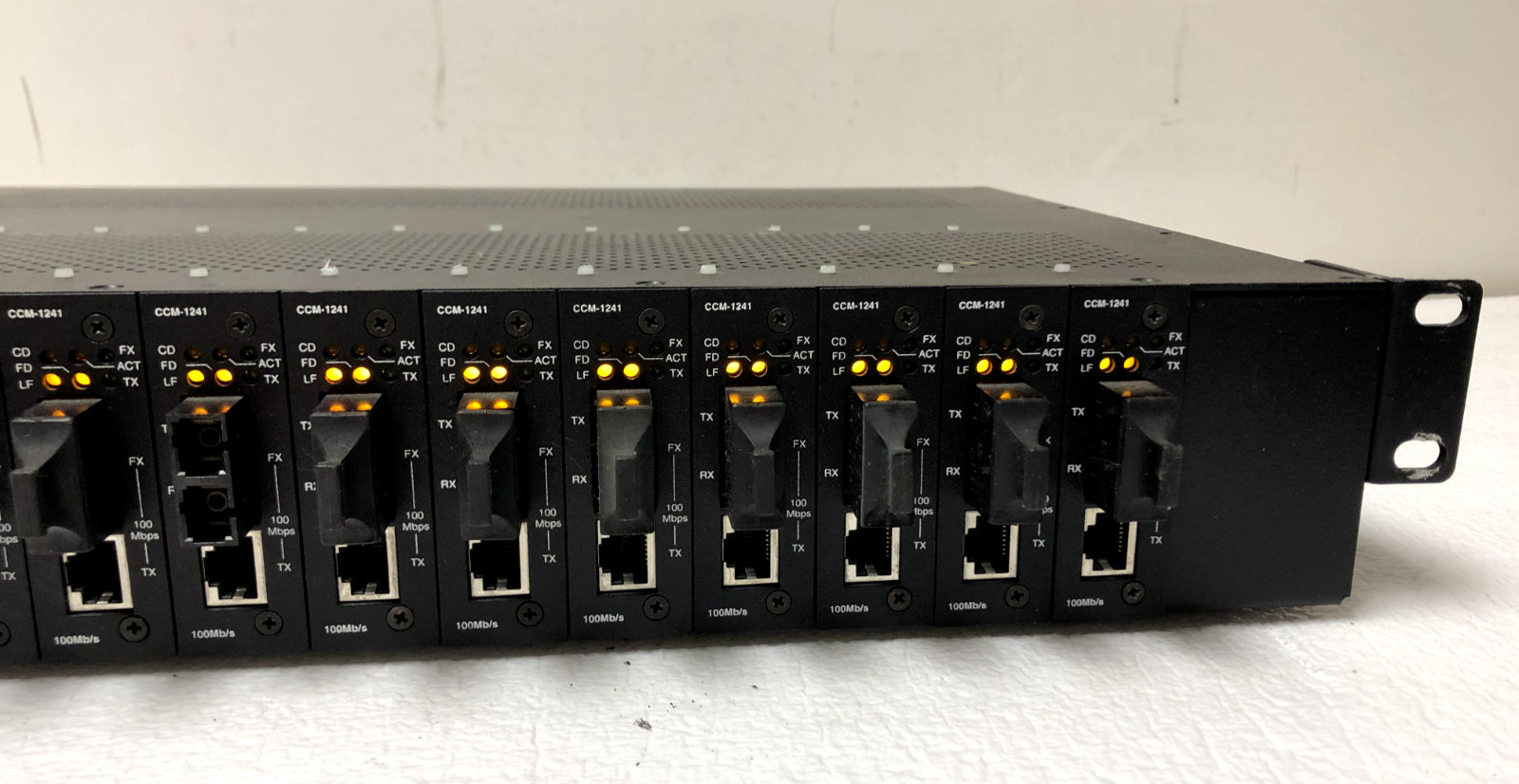 Canary CCM-1200 Rackmount Converter w/ 12x CCM-1241-SM UTP to Fiber Converter