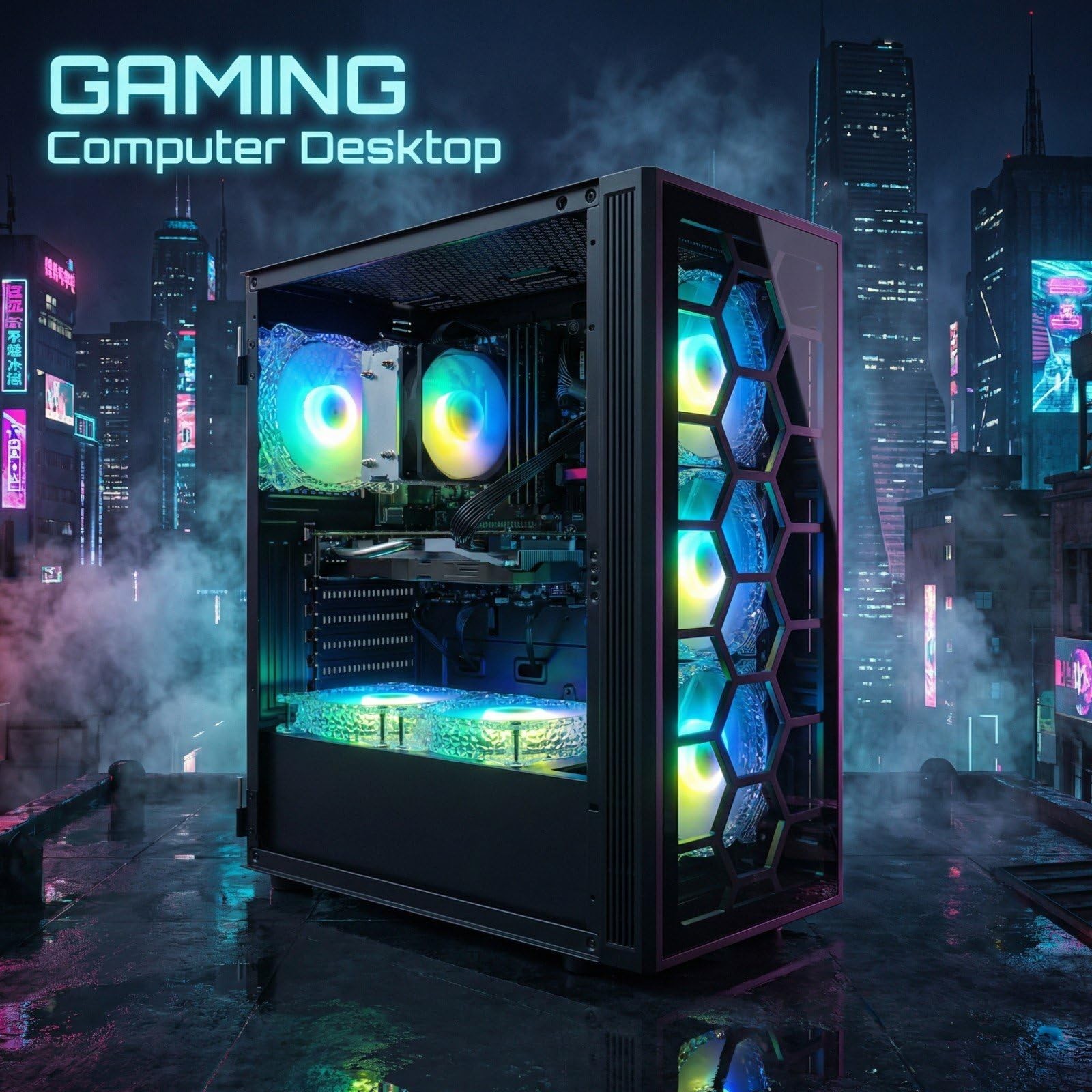 STGAubron Gaming PC Desktop, Intel Core i7 up to 3.9GHz, GeForce RTX Black